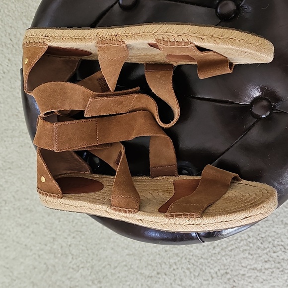 🌼HP🌼UGG Women's Mila Gladiator Espradille Chestnut Suede Sandals 8.5 - Picture 3 of 14